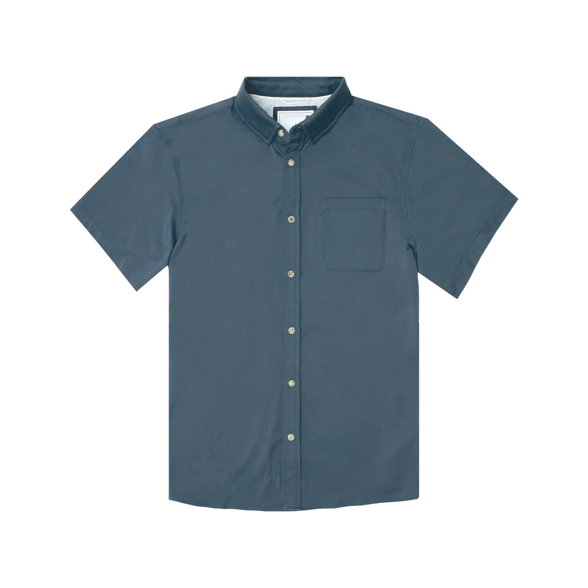 Men’s Solid Navy UPF50+ Stretch Quick Dry Short Sleeve Button Up Shirt